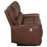 Greenfield Upholstered Power Reclining Sofa Saddle Brown by Coaster at Eve Furniture