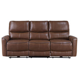 Greenfield Upholstered Power Reclining Sofa Saddle Brown by Coaster at Eve Furniture