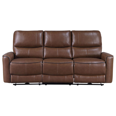 Greenfield Upholstered Power Reclining Sofa Saddle Brown by Coaster at Eve Furniture