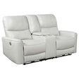 Greenfield Ivory Upholstered Power Reclining Loveseat with Console by Coaster at Eve Furniture