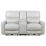 Greenfield Ivory Upholstered Power Reclining Loveseat with Console by Coaster at Eve Furniture