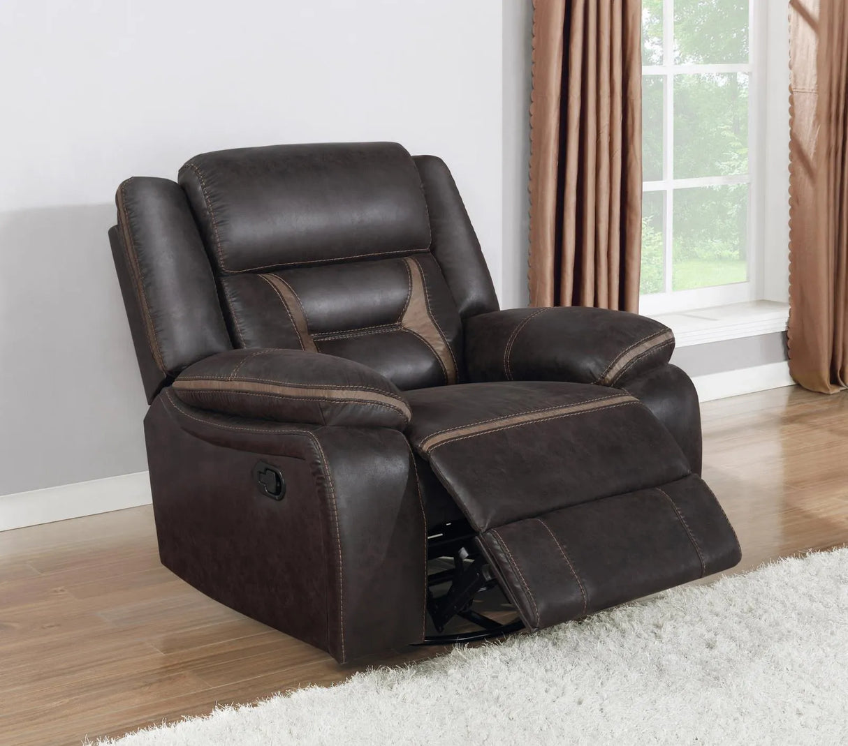 Greer Dark Brown Upholstered Tufted Reclining Living Room Set by Coaster at Eve Furniture