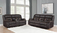 Greer Dark Brown Upholstered Tufted Reclining Living Room Set by Coaster at Eve Furniture