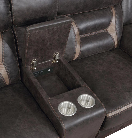 Greer Dark Brown Upholstered Tufted Reclining Living Room Set by Coaster at Eve Furniture