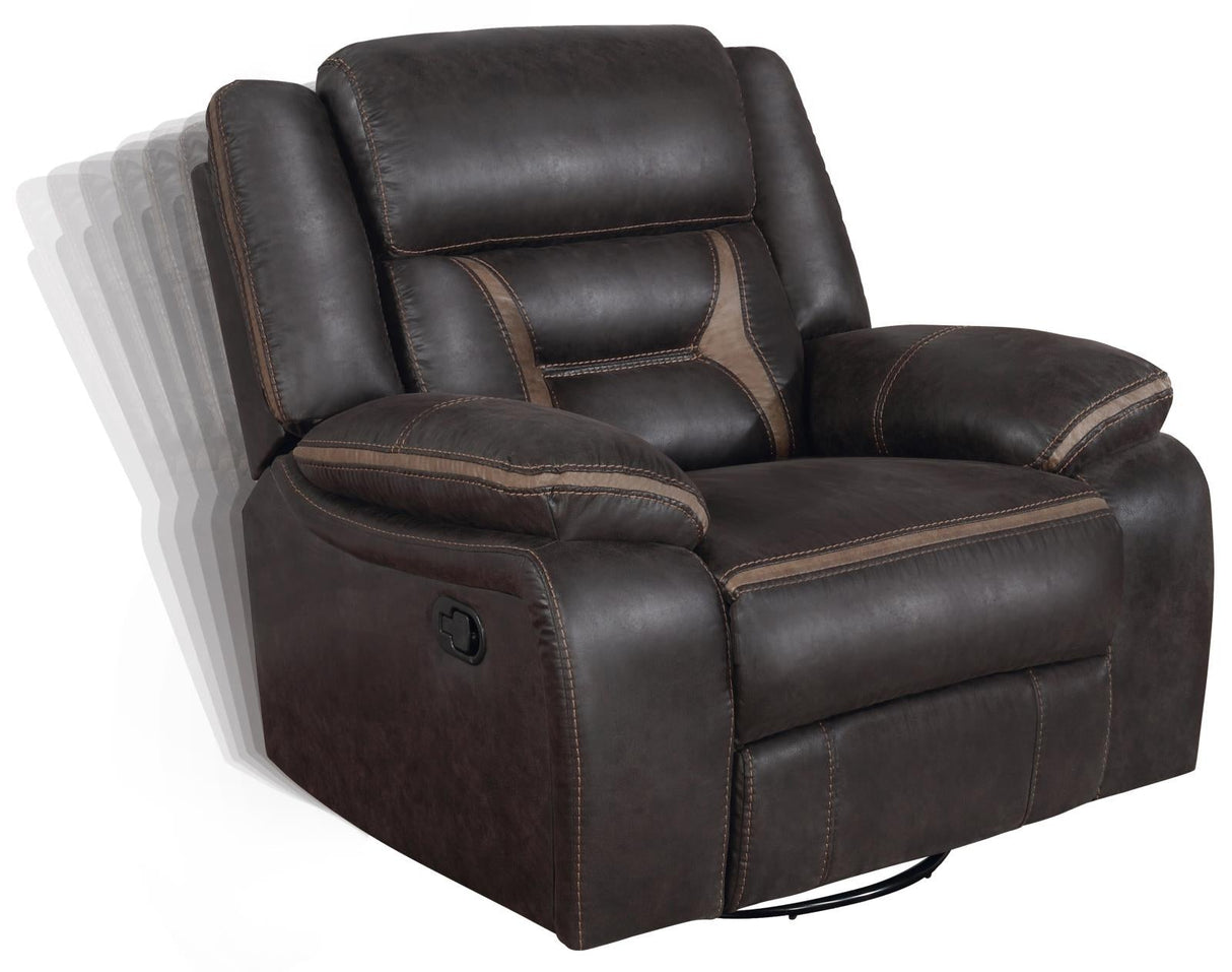 Greer Dark Brown Upholstered Tufted Reclining Living Room Set by Coaster at Eve Furniture