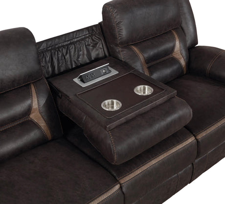 Greer Dark Brown Upholstered Tufted Reclining Living Room Set by Coaster at Eve Furniture