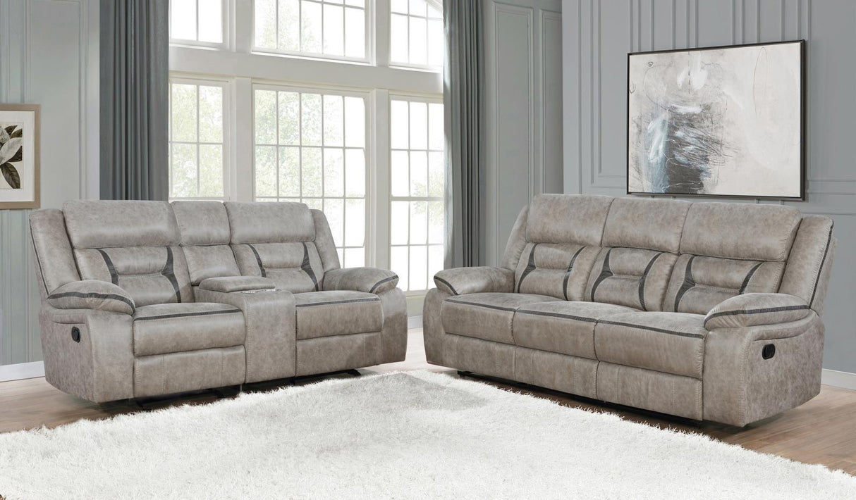 Greer Taupe 2-Piece Upholstered Tufted Living Room Set by Coaster at Eve Furniture