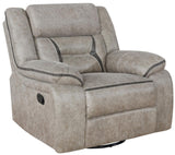 Greer Taupe Upholstered Tufted Reclining Living Room Set by Coaster at Eve Furniture