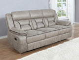 Greer Taupe Upholstered Tufted Reclining Living Room Set by Coaster at Eve Furniture