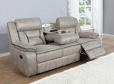 Greer Taupe Upholstered Tufted Reclining Living Room Set by Coaster at Eve Furniture