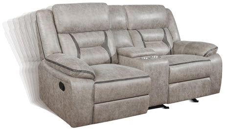 Greer Taupe Upholstered Tufted Reclining Living Room Set by Coaster at Eve Furniture