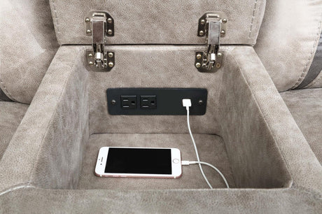 Greer Taupe Upholstered Tufted Reclining Living Room Set by Coaster at Eve Furniture