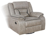 Greer Taupe Upholstered Tufted Reclining Living Room Set by Coaster at Eve Furniture