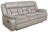 Greer Taupe Upholstered Tufted Reclining Living Room Set by Coaster at Eve Furniture