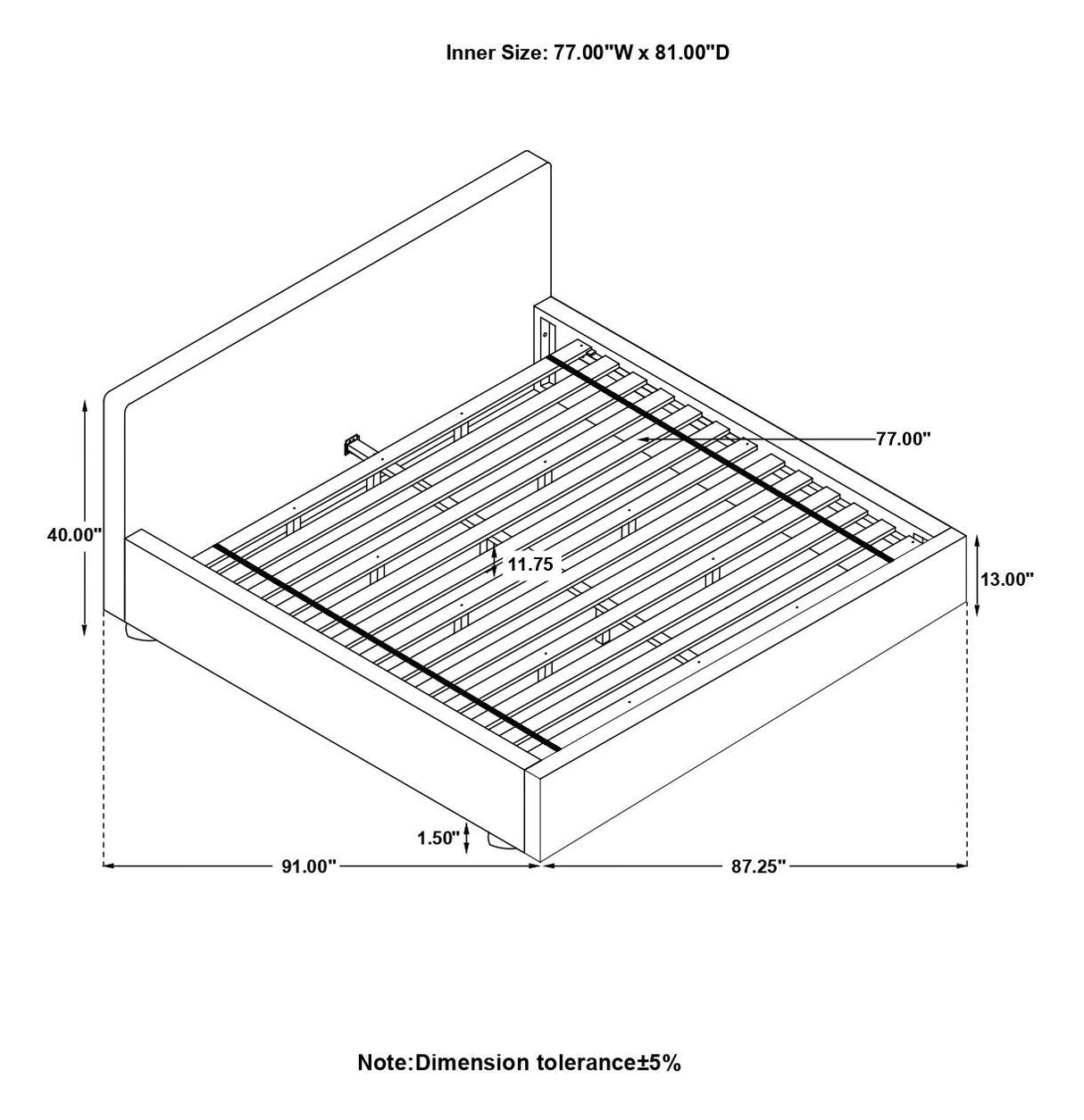 Gregory Upholstered Platform Bed Graphite