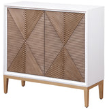 Gretchen White/Brown 2-Door Wood Fluted Parquet Cabinet