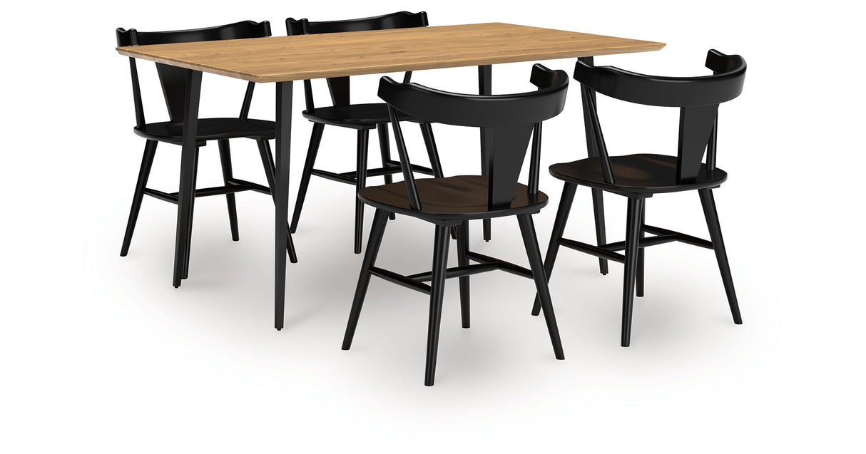 Gretlynn Natural And Black Rectangular Dining Room Set by Ashley at Eve Furniture