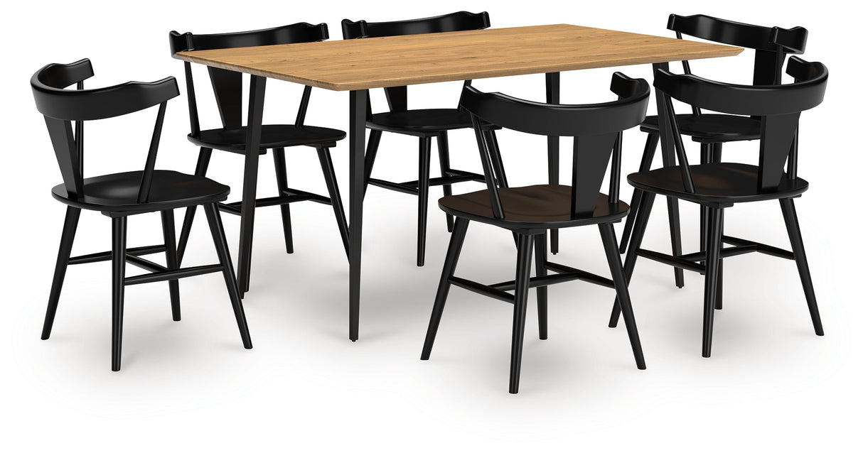 Gretlynn Natural And Black Rectangular Dining Room Set by Ashley at Eve Furniture
