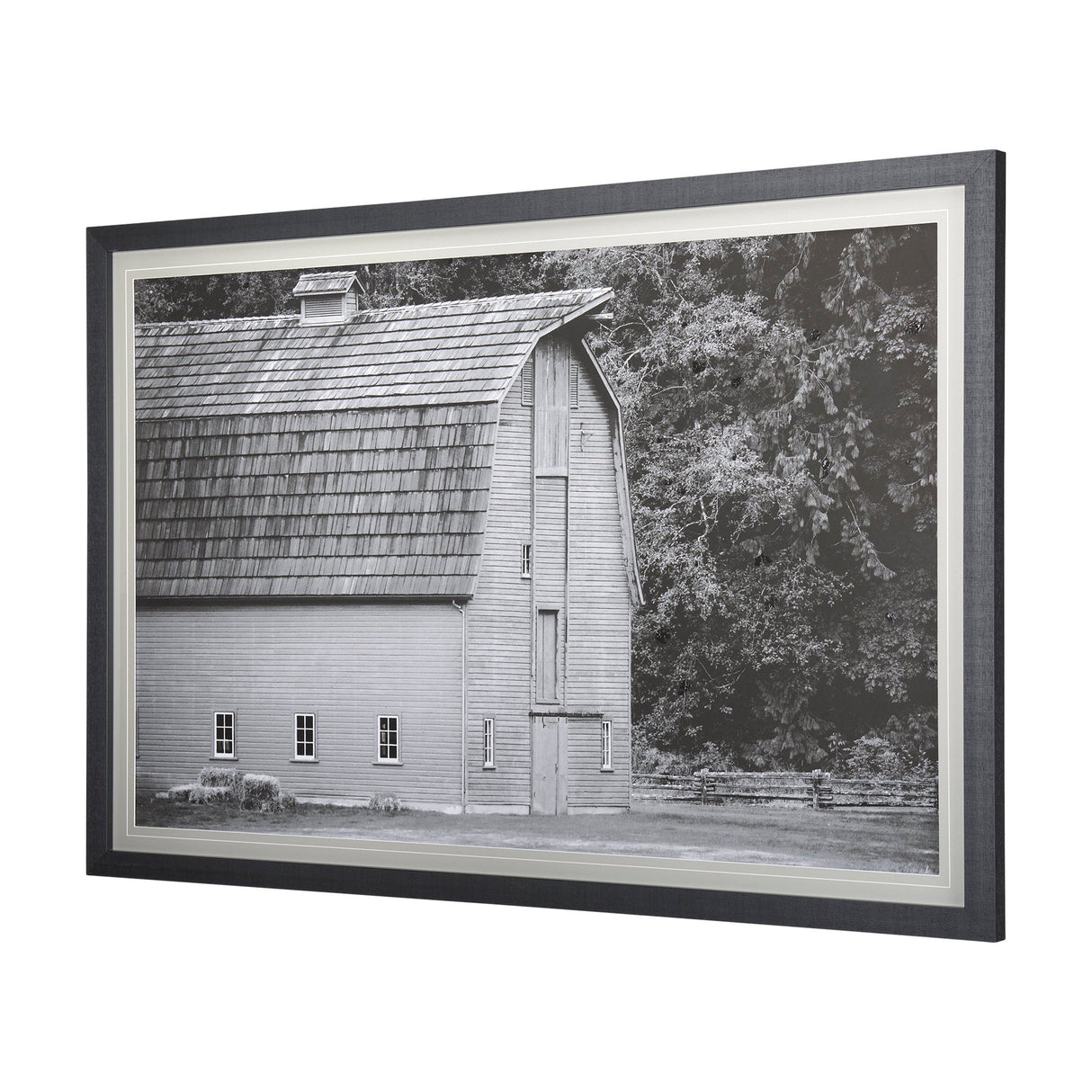 Grey & White Barn I by Mercana Studio Hand Embellished Textured Framed Photo Art Print Matted under by Mercana at Eve Furniture