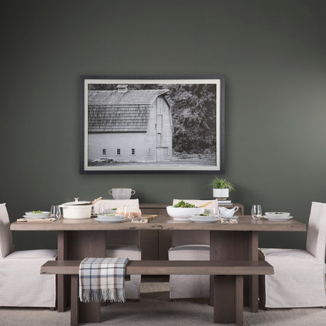 Grey & White Barn I by Mercana Studio Hand Embellished Textured Framed Photo Art Print Matted under by Mercana at Eve Furniture