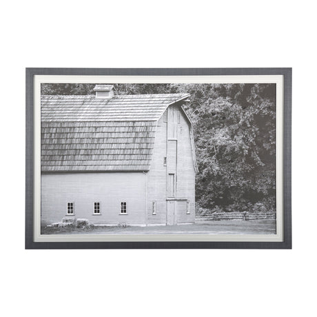 Grey & White Barn I by Mercana Studio Hand Embellished Textured Framed Photo Art Print Matted under by Mercana at Eve Furniture
