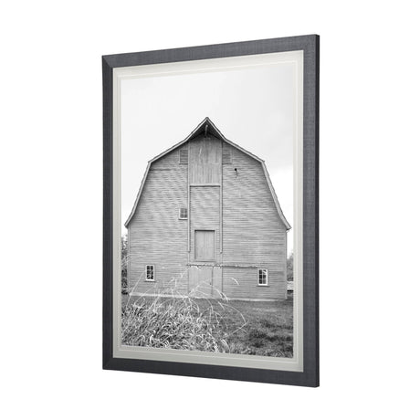 Grey & White Barn Ii by Mercana Studio Hand Embellished Textured Framed Photo Art Print Matted under by Mercana at Eve Furniture