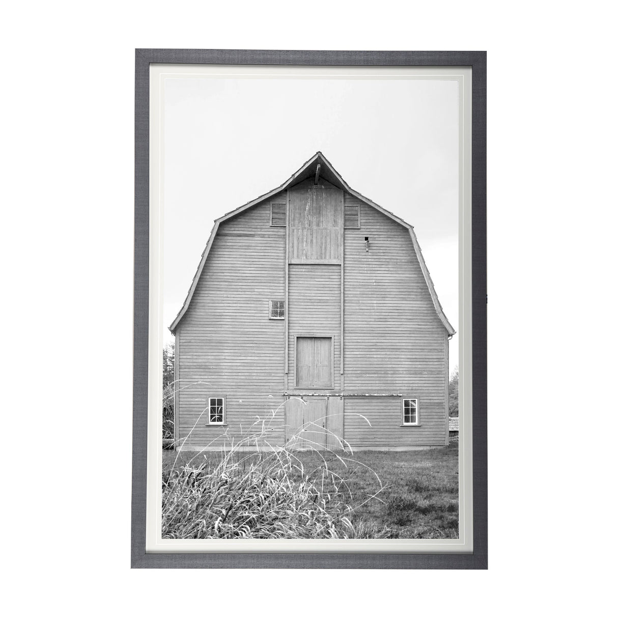 Grey & White Barn Ii by Mercana Studio Hand Embellished Textured Framed Photo Art Print Matted under by Mercana at Eve Furniture