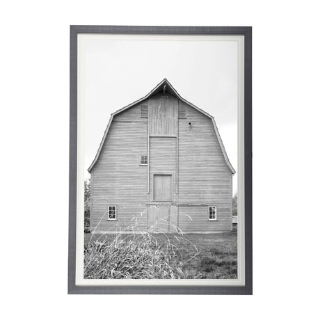 Grey & White Barn Ii by Mercana Studio Hand Embellished Textured Framed Photo Art Print Matted under by Mercana at Eve Furniture