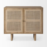 Grier 36" Light Brown Wood w/ Cane 2 Door Accent Cabinet by Mercana at Eve Furniture