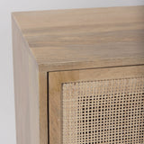Grier 36" Light Brown Wood w/ Cane 2 Door Accent Cabinet by Mercana at Eve Furniture