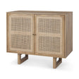Grier 36" Light Brown Wood w/ Cane 2 Door Accent Cabinet by Mercana at Eve Furniture