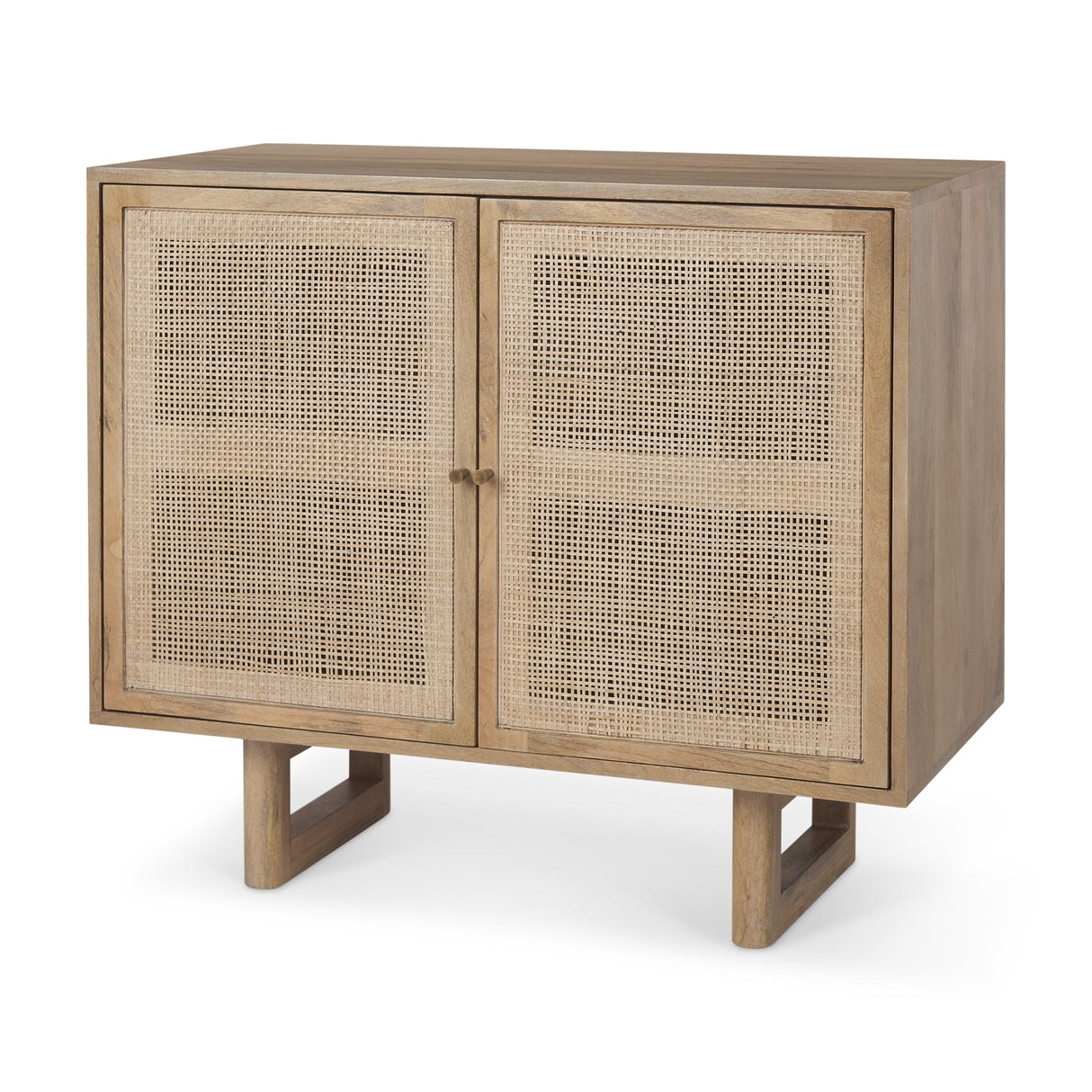 Grier 36" Light Brown Wood w/ Cane 2 Door Accent Cabinet by Mercana at Eve Furniture