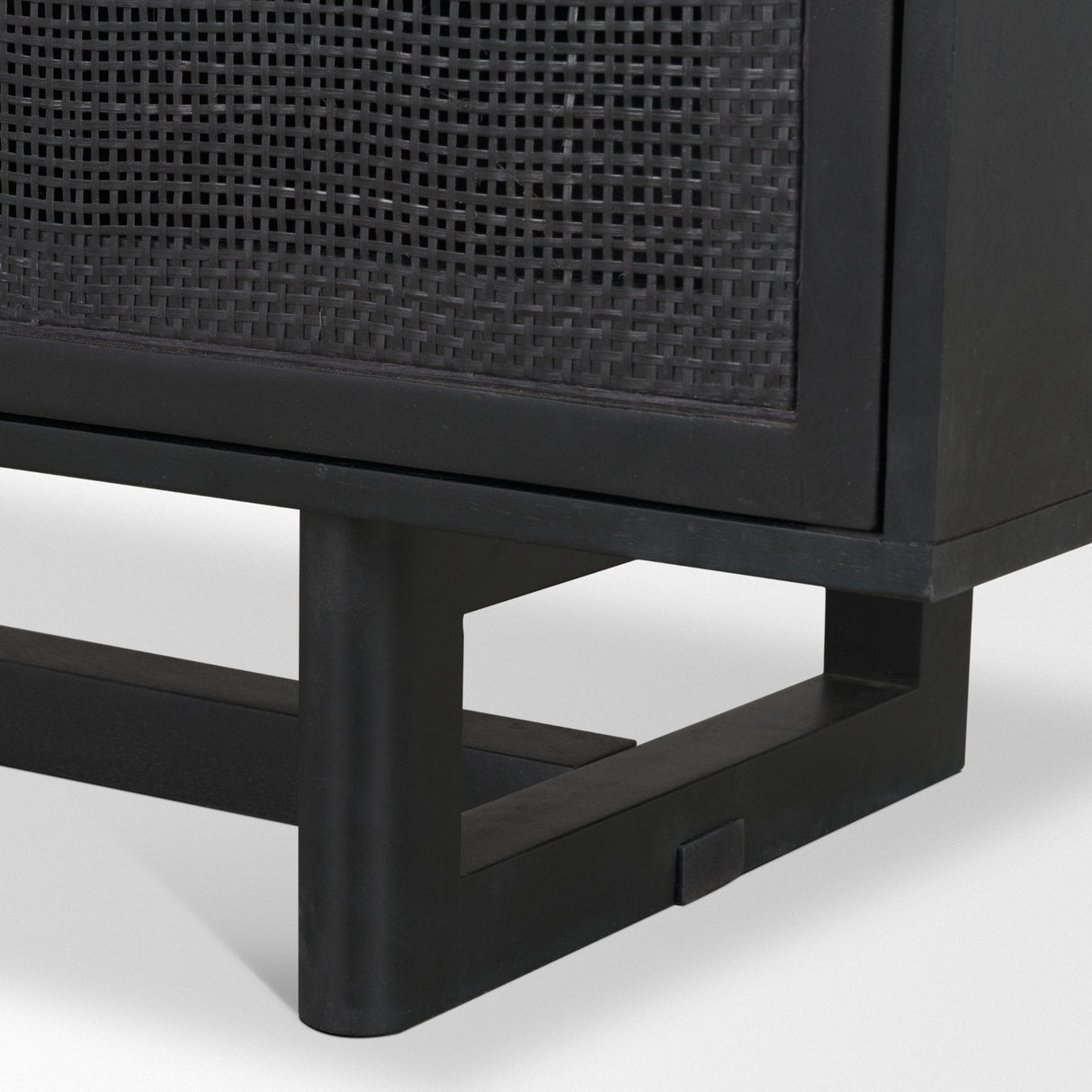 Grier Black Solid Wood W/ Black Cane Media Console by Mercana at Eve Furniture