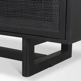Grier Black Solid Wood W/ Black Cane Media Console by Mercana at Eve Furniture