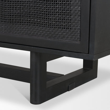 Grier Black Solid Wood W/ Black Cane Media Console by Mercana at Eve Furniture