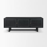 Grier Black Solid Wood W/ Black Cane Media Console by Mercana at Eve Furniture