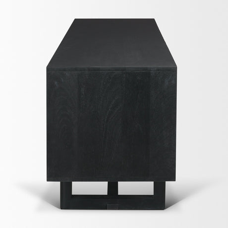 Grier Black Solid Wood W/ Black Cane Media Console by Mercana at Eve Furniture