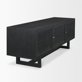 Grier Black Solid Wood W/ Black Cane Media Console by Mercana at Eve Furniture