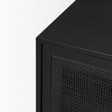 Grier Black Solid Wood W/ Black Cane Media Console by Mercana at Eve Furniture
