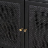 Grier Black Solid Wood W/ Black Cane Media Console by Mercana at Eve Furniture