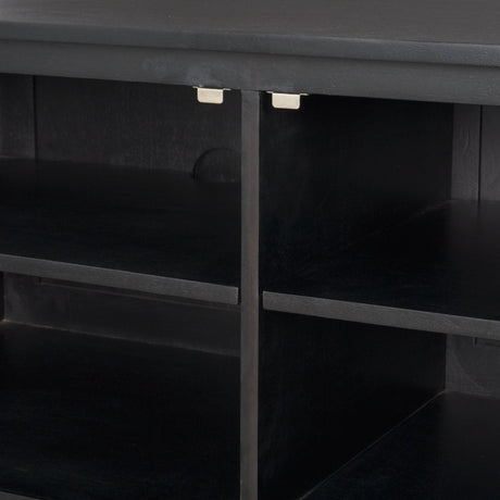 Grier Black Solid Wood W/ Black Cane Media Console by Mercana at Eve Furniture