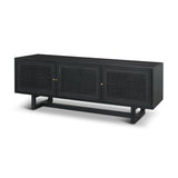 Grier Black Solid Wood W/ Black Cane Media Console by Mercana at Eve Furniture