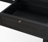 Grier Black Solid Wood W/ Black Cane Office Desk by Mercana at Eve Furniture