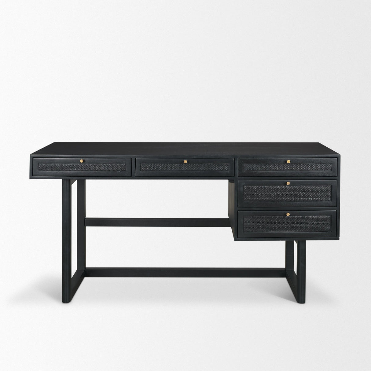 Grier Black Solid Wood W/ Black Cane Office Desk by Mercana at Eve Furniture
