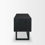 Grier Black Solid Wood W/ Black Cane Office Desk by Mercana at Eve Furniture