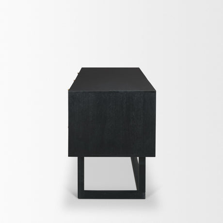 Grier Black Solid Wood W/ Black Cane Office Desk by Mercana at Eve Furniture