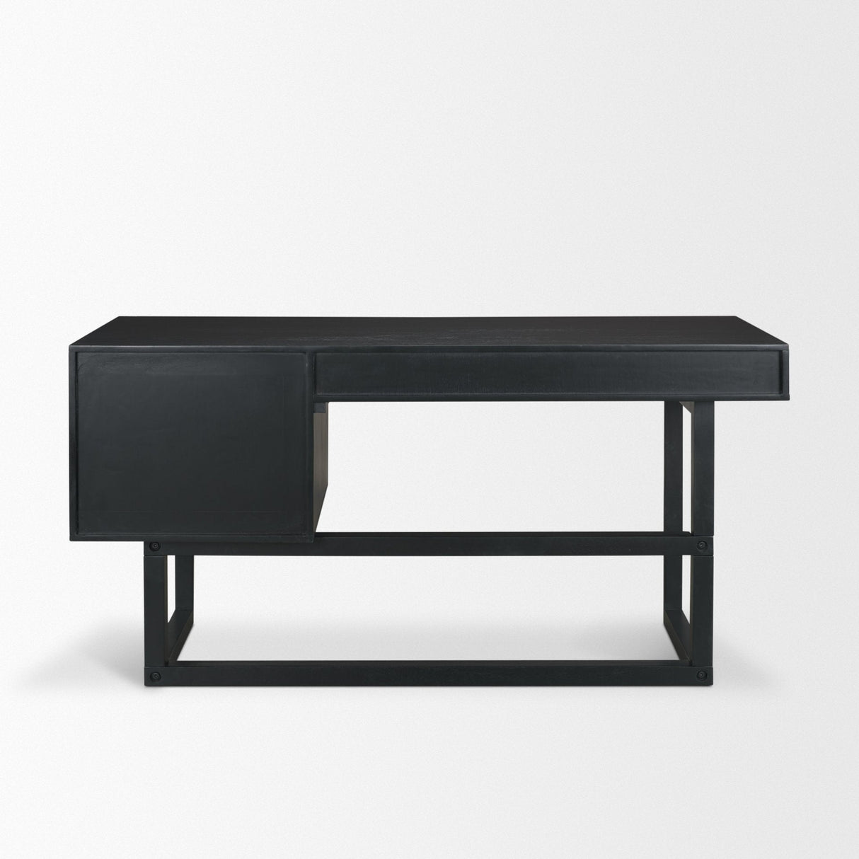 Grier Black Solid Wood W/ Black Cane Office Desk by Mercana at Eve Furniture