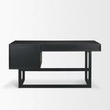 Grier Black Solid Wood W/ Black Cane Office Desk by Mercana at Eve Furniture