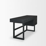 Grier Black Solid Wood W/ Black Cane Office Desk by Mercana at Eve Furniture