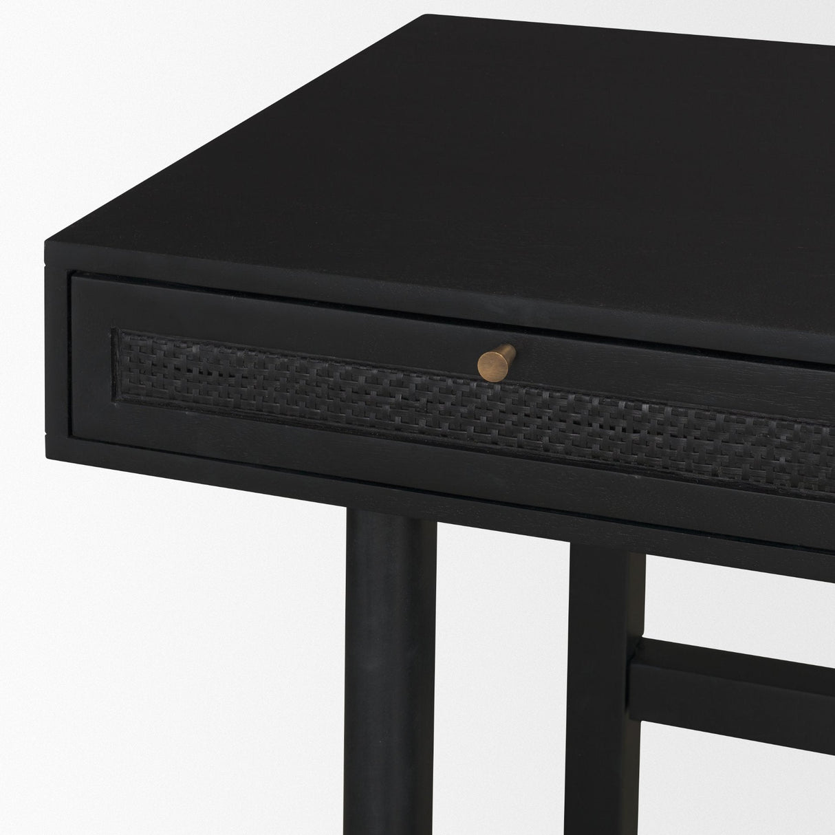 Grier Black Solid Wood W/ Black Cane Office Desk by Mercana at Eve Furniture
